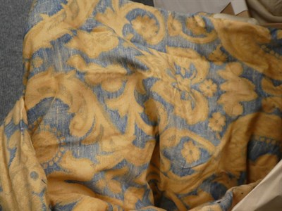 Lot 187 - A pair of inter-lined curtains with three fold pleat heading, 210cm drop, and another pair
