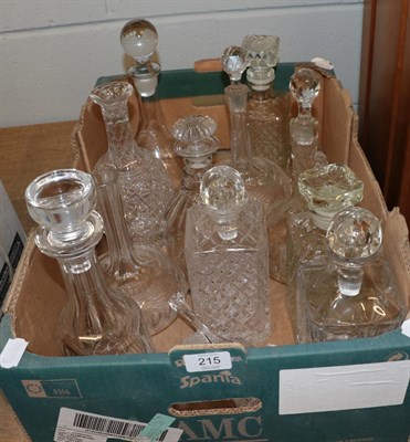 Lot 215 - A group of eleven decanters comprising four pressed glass square form examples, one 20th...