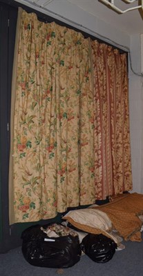 Lot 223 - ^ Four pairs of good quality inter-lined curtains, some with pelmets, average drop 310cm