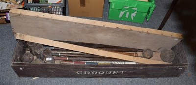 Lot 229 - A vintage painted wooden croquet set