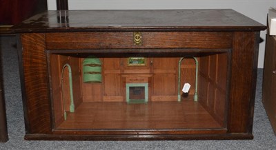 Lot 238 - A table top, oak cased, glazed scale-model of the interior of a panelled room in a stately home