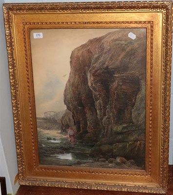 Lot 276 - F De Ponte Player (19th/20th century), A mussel gatherer, on a rocky coast, signed,...
