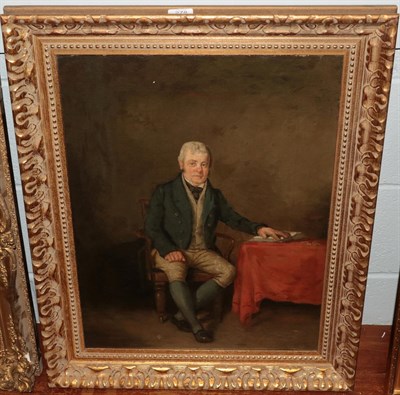 Lot 278 - British School, portrait of a gentleman seated with his book, oil on canvas, 60cm by 45cm