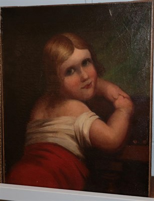 Lot 285 - Follower of CS Lidderdale (19th century), portrait of a young girl, 3/4 length oil on canvas,...