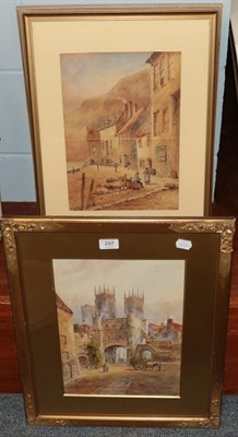 Lot 297 - E* Neville (19th/20th century), ''Staithes'', signed and inscribed watercolour together with a...