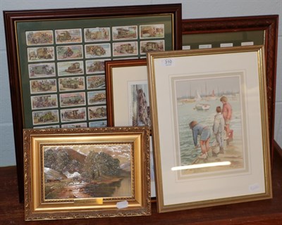 Lot 310 - 20th century school, Child on a pier, watercolour, signed, together with a picture of Lake...