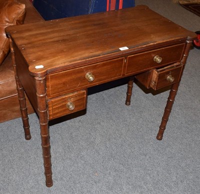 Lot 353 - A mahogany lady's writing desk with faux bamboo legs