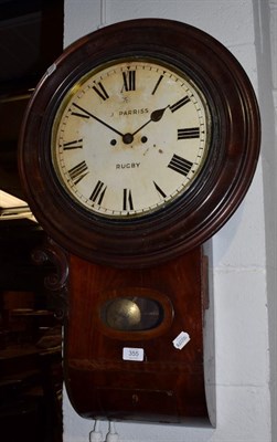 Lot 355 - A drop dial striking wall clock, painted dial inscribed J Parriss, Rugby, circa 1900