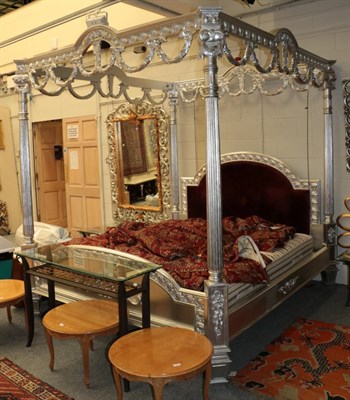 Lot 367 - ^ A reproduction silvered four-poster bed