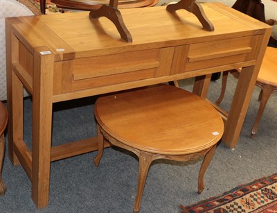 Lot 370 - ^ A modern light oak side table fitted with two drawers