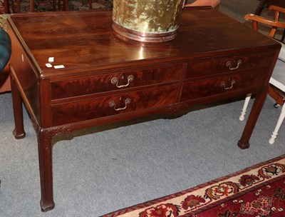 Lot 382 - A reproduction mahogany Oriental style four drawer side table