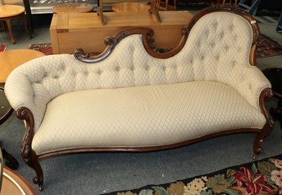 Lot 390 - Carved mahogany framed chaise longue