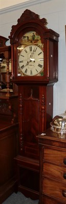 Lot 406 - ~ A Scottish mahogany eight day white dial longcase clock, signed R.Cringan, Carluke, early...