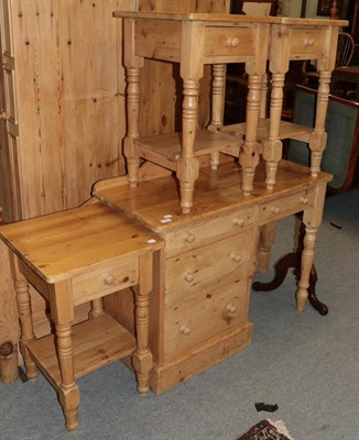 Lot 420 - ^ Three pine bedside tables and a similar dressing table (4)