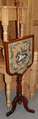 Lot 425 - A Victorian pole screen with embroidered bead work panel