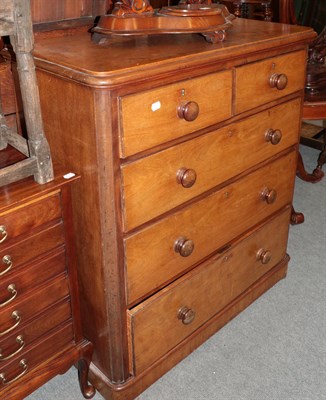 Lot 434 - A Victorian mahogany four-height chest of drawers, 106cm by 52cm by 116cm high; together with a...