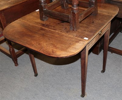 Lot 447 - A 19th century mahogany Pembroke table, fitted with a drawer, raised on tapering square...