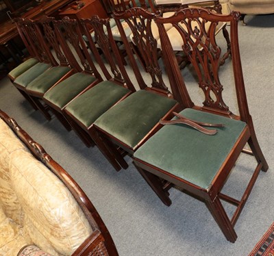 Lot 459 - Three pairs of 19th century mahogany dining chairs in the Chippendale taste; a pair of George...