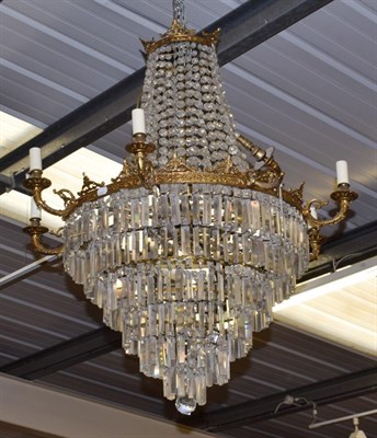 Lot 467 - ^ An impressive gilt metal, lustre drop nineteen-light chandelier