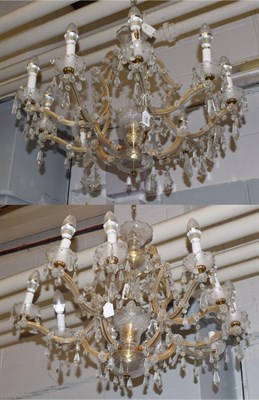 Lot 468 - ^ A pair of Venetian style lustre drop ten-light chandeliers