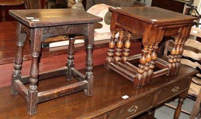 Lot 474 - A reproduction Titchmarsh & Goodwin oak nest of tables, together with an oak joint stool