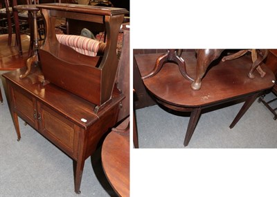 Lot 483 - A small group of furniture comprising: a 19th century mahogany D-end table, a small Edwardian...