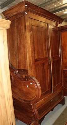 Lot 488 - An 18th century French armoire with cupboard doors enclosing hanging space and a deep drawer to the