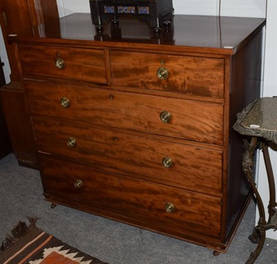 Lot 508 - A 19th century mahogany four height chest of drawers (feet replaced with castors)