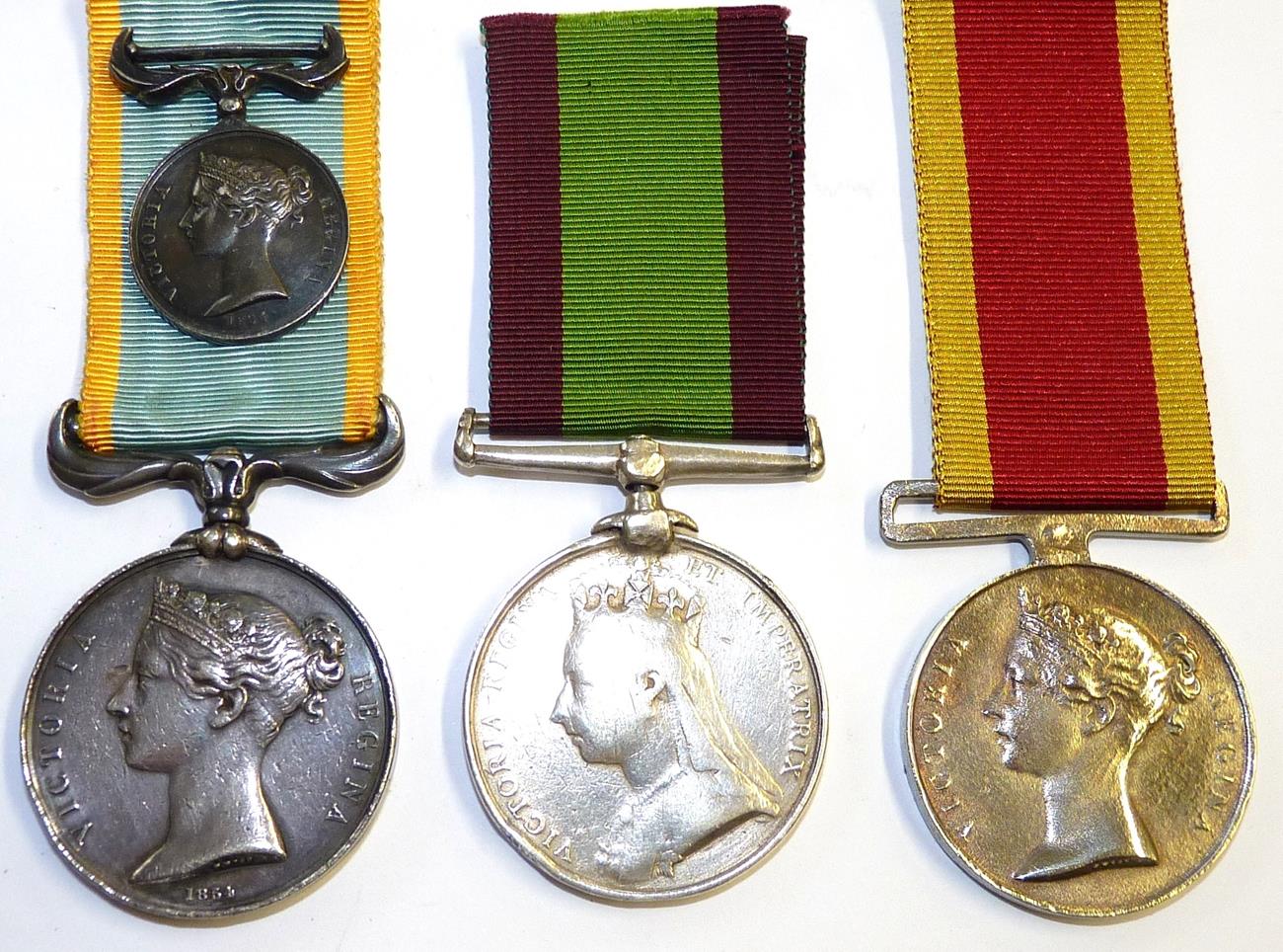 Lot 3 - A Crimea Medal, 1854, name erased, with a miniature; an Afghanistan Medal, 1881, possibly...