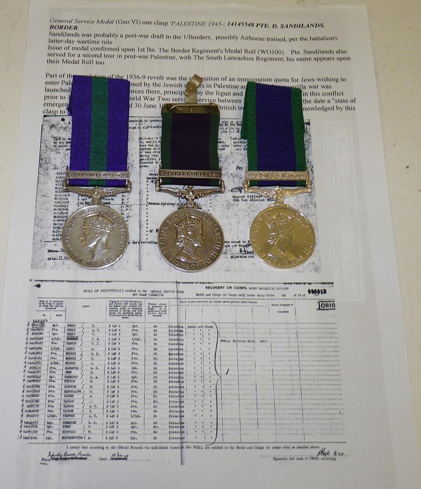 Lot 6 - A General Service Medal, 1918-62, with clasp PALESTINE 1945-48, awarded to 14145548...
