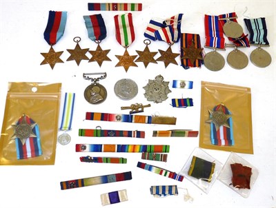 Lot 17 - Ten Single Second World War Medals, comprising three 1939-45 Stars, a Burma Star, an Italy...