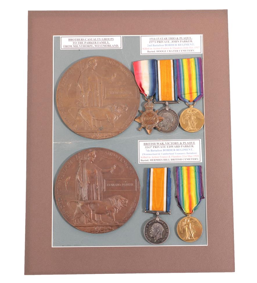 Lot 19 - A First World War Brothers Casualty Group of Medals to the Parker Family of Milnthorpe,...