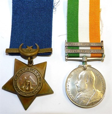 Lot 21 - A Khedives Star, 1882, un-named as issued; a King's South Africa Medal, with two clasps SOUTH...