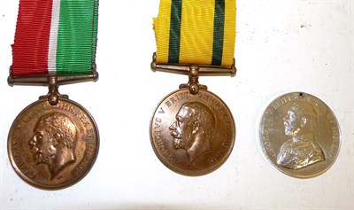 Lot 29 - A Territorial Force War Medal, awarded to 137174 SJT.J.T.O'NEILL. R.A.; a Mercantile Marine War...