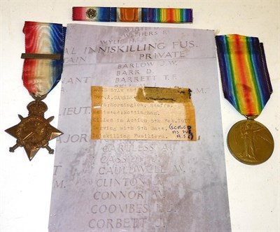 Lot 31 - A First World War Pair, comprising 1914 Star with 'Mons' clasp 5TH AUG.-22ND NOV.1916 and...