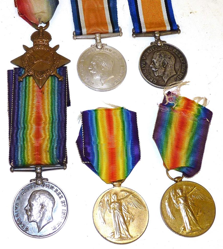 Lot 34 - Six Single First World War Medals to the Border Regiment, comprising a 1914-15 Star awarded to...