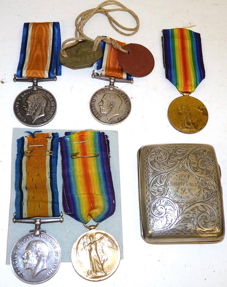 Lot 35 - Two First World War Pairs to the Border Regiment, each comprising British War Medal and Victory...