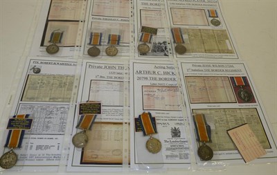 Lot 38 - Nine Single British War Medals to the Border Regiment, awarded to:- 27402 PTE.H.EDWARDS; 201791...