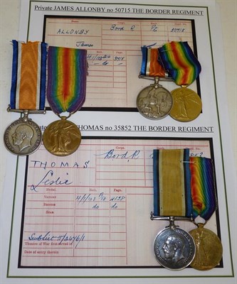 Lot 39 - Three First World War Pairs to the Border Regiment, each comprising British War Medal and...