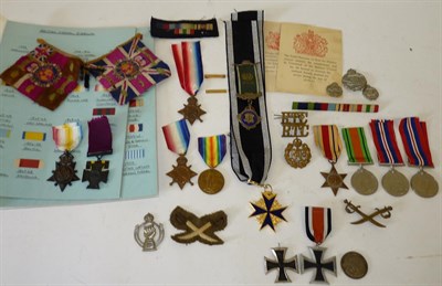 Lot 50 - A Collection of Various Medals and Badges, including:- a 1914-15 Star and Victory Medal awarded...