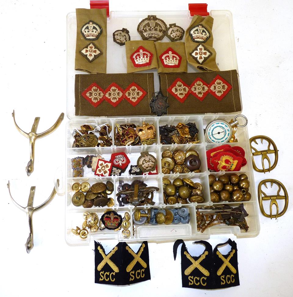 Lot 64 - A Small Quantity of Militaria, including embroidered slip-on shoulder rank straps to a...