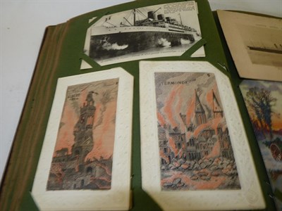 Lot 65 - An Early 20th Century Postcard Album, containing many First World War battlefield scenes,...