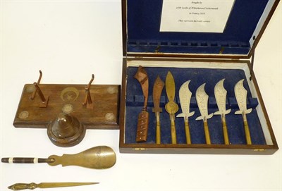 Lot 68 - A Collection of First World War Trench Art, including inkstands, bullet paper knives, vases,...