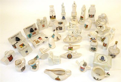 Lot 71 - A Collection of First World War Miniature Crested China, including a soldier ''Over the Top'',...