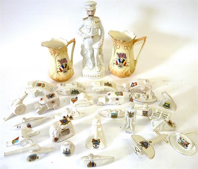 Lot 85 - A Collection of Thirty Four Pieces of First World War Related Miniature Crested China, by...