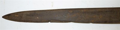 Lot 124 - A Georgian Hunting Hanger, with 54cm double edge steel blade, the blackened steel hilt with...
