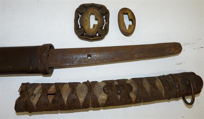 Lot 124 - A Georgian Hunting Hanger, with 54cm double edge steel blade, the blackened steel hilt with...