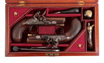 Lot 141 - A Good Pair of 19th Century Flintlock 'Man-Stopper' 15 Bore Travelling Pistols by W & J Rigby,...