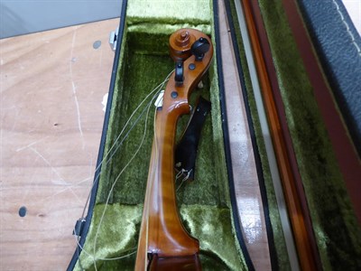 Lot 2002 - Baroque Violin 14'' two piece back, ebony pegs, ebony inlay to fingerboard and tailpiece,...