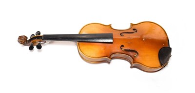 Lot 2007 - Violin 13'' two piece back, labelled 'Copy of Antonius Stradivarius Made in Czechoslovakia'